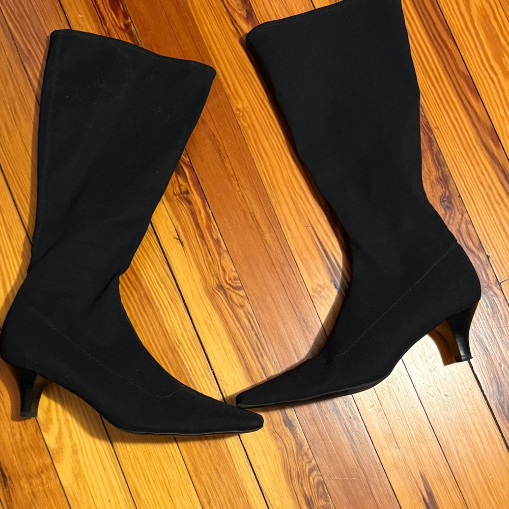 Impo Black Knee-High Pointed Toe Heeled Boots